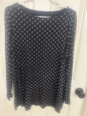 J. Jill Black Long Sleeve Dress with White Diamond Motif